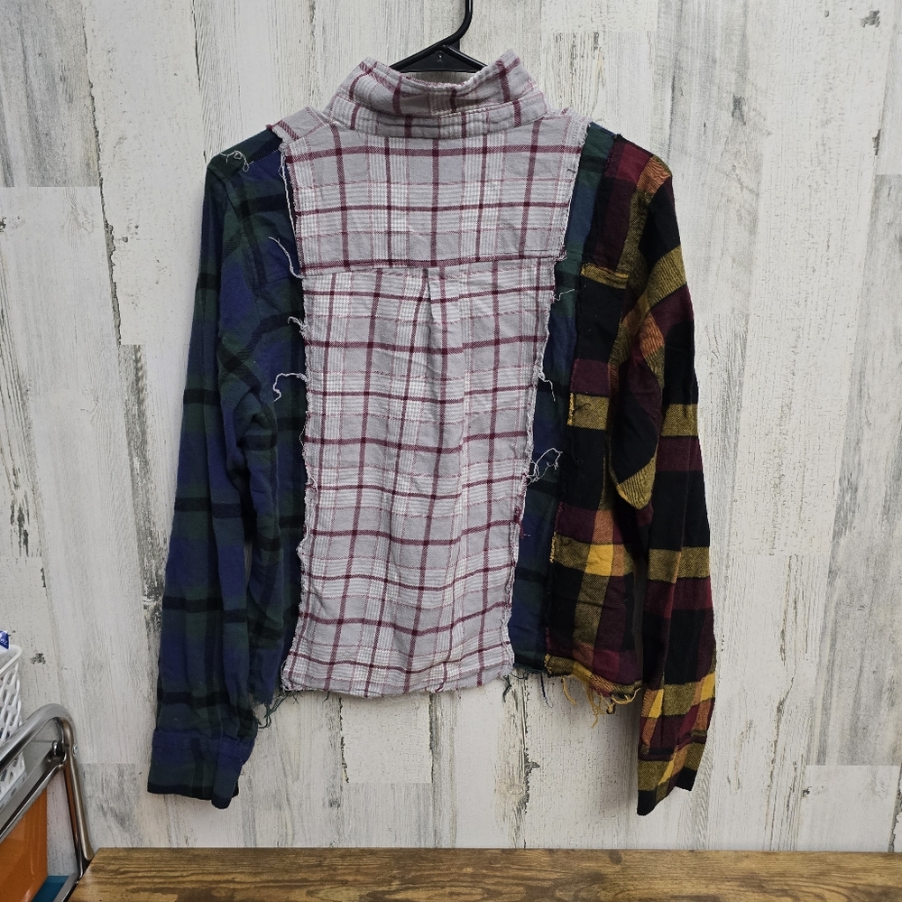 Gilded Intent Boho Plaid Patchwork Button-Up Shir… - image 5